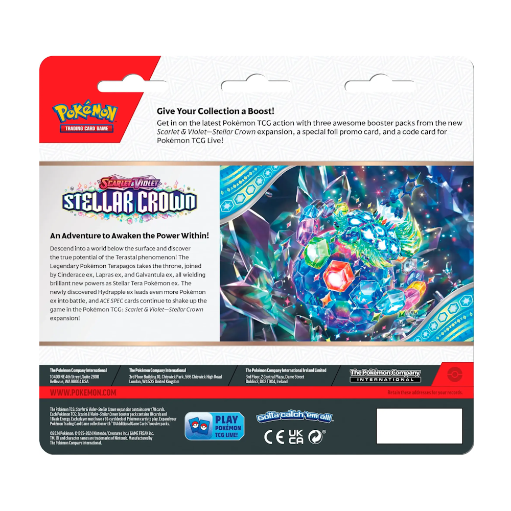 Pokémon TCG: Stellar Crown 3 Pack Blister